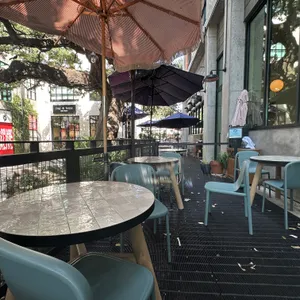 patio under the oaks